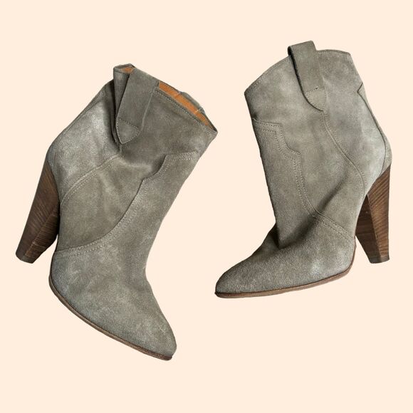 Isabel Marant Suede Western Ankle Boots - Picture 1 of 8